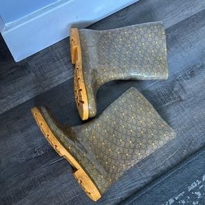 Gucci Kids Rubber Rain Boots GG pattern